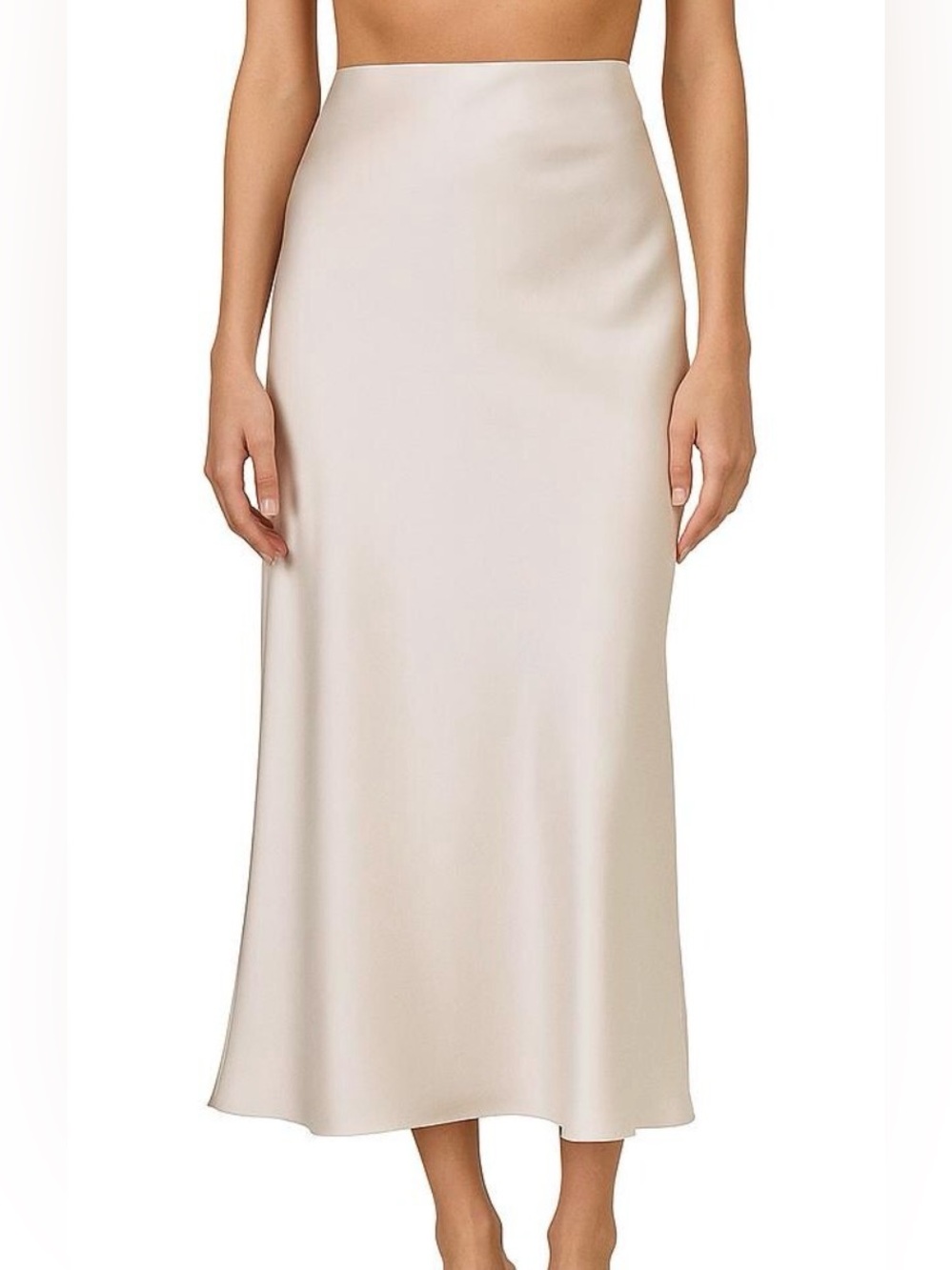 Altar'd State Cream Satin Maxi Slip Skirt